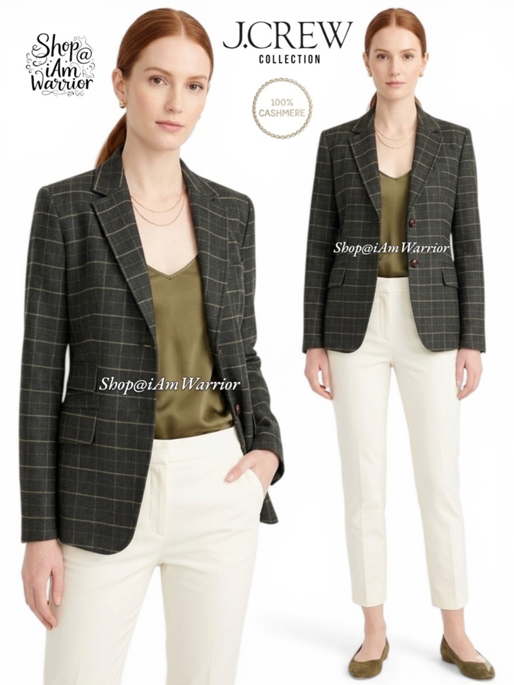 J.Crew RARE 100% cashmere windowpane blazer *shop@iamwarrior